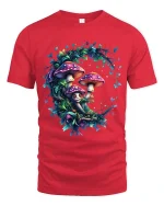 Magical Mushroom Forest Fairy Circle Art T Shirt - red t-shirt on white background