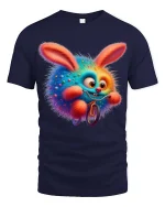 Funny Rainbow Bunny Riding Bike Graphic T Shirt - navy t-shirt on white background