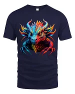 Colorful Fantasy Dragon Head Fierce Graphic T Shirt - navy t-shirt on white background