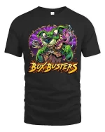 Box Busters Monster Dog Graphic T Shirt Funny Delivery Chaos Style - black t-shirt on white background