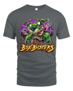 Box Busters Monster Dog Graphic T Shirt Funny Delivery Chaos Style - gray t-shirt on white background