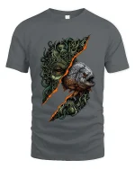 Horror Deep Sea Monster Fish Graphic T Shirt Dark Ocean Creature Art - gray t-shirt on white background