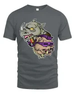 Rhino And Boar Street Style Graphic T Shirt Funny Wild Attitude Tee - gray t-shirt on white background