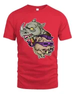 Rhino And Boar Street Style Graphic T Shirt Funny Wild Attitude Tee - red t-shirt on white background