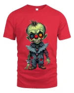 Creepy Zombie Clown Graphic T Shirt Funny Horror Cartoon Style Tee - red t-shirt on white background