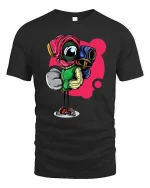 Funny Boxer Robot Cartoon Graphic T Shirt Street Style Art - black t-shirt on white background