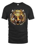 Steampunk Owl Graphic T Shirt Vintage Mechanical Bird Art - black t-shirt on white background