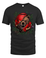 Fierce Bear Helmet Graphic T Shirt Wild Animal Warrior Art - black t-shirt on white background