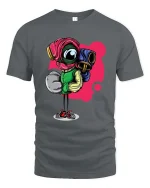 Funny Boxer Robot Cartoon Graphic T Shirt Street Style Art - gray t-shirt on white background