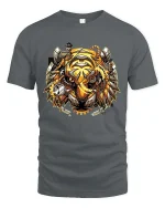 Steampunk Owl Graphic T Shirt Vintage Mechanical Bird Art - gray t-shirt on white background