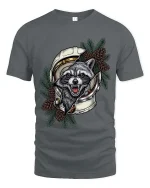 Angry Raccoon Astronaut Graphic T Shirt Space Animal Art - gray t-shirt on white background