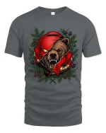 Fierce Bear Helmet Graphic T Shirt Wild Animal Warrior Art - gray t-shirt on white background