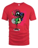 Funny Boxer Robot Cartoon Graphic T Shirt Street Style Art - red t-shirt on white background