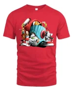 Urban Graffiti Spray Can Character Graphic T Shirt Street Art - red t-shirt on white background