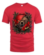 Fierce Bear Helmet Graphic T Shirt Wild Animal Warrior Art - red t-shirt on white background