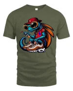 Cool Frog Street Style Graphic T Shirt Urban Hype Vibes - military green t-shirt on white background