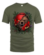 Fierce Bear Helmet Graphic T Shirt Wild Animal Warrior Art - military green t-shirt on white background