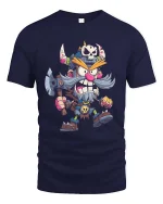 Funny Viking Cartoon Warrior Graphic T Shirt Cool Norse Style - navy t-shirt on white background