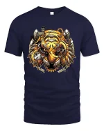 Steampunk Owl Graphic T Shirt Vintage Mechanical Bird Art - navy t-shirt on white background