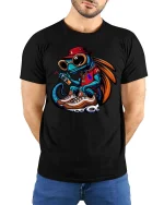 Cool Frog Street Style Graphic T Shirt Urban Hype Vibes - model wearing black tee with hands behind back