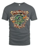 Shrunken Head Hot Sauce Graphic T Shirt Spicy Horror Art Tee - gray t-shirt on white background