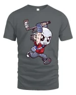 Funny Hockey Mask Cartoon T Shirt Slasher Style Graphic Tee - gray t-shirt on white background