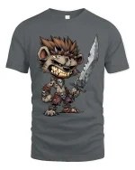 Savage Hyena Warrior Graphic T Shirt Fantasy Battle Art Tee - gray t-shirt on white background