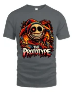 Creepy Joker Prototype Graphic T Shirt Dark Horror Art Tee - gray t-shirt on white background