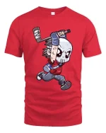 Funny Hockey Mask Cartoon T Shirt Slasher Style Graphic Tee - red t-shirt on white background