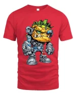 Mecha Beast Warrior T Shirt Sci Fi Cartoon Graphic Art Tee - red t-shirt on white background