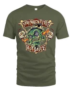 Shrunken Head Hot Sauce Graphic T Shirt Spicy Horror Art Tee - military green t-shirt on white background