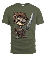 Savage Hyena Warrior Graphic T Shirt Fantasy Battle Art Tee - military green t-shirt on white background
