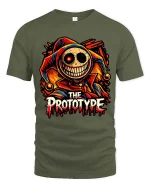 Creepy Joker Prototype Graphic T Shirt Dark Horror Art Tee - military green t-shirt on white background