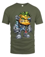 Mecha Beast Warrior T Shirt Sci Fi Cartoon Graphic Art Tee - military green t-shirt on white background
