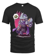 Funny Ninja Turtle Parody Graphic T Shirt Cartoon Villain Tee - black t-shirt on white background