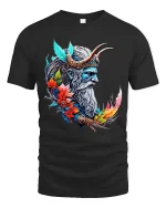 Mysterious Raven Book Pages Graphic T Shirt Dark Literary Tee - black t-shirt on white background