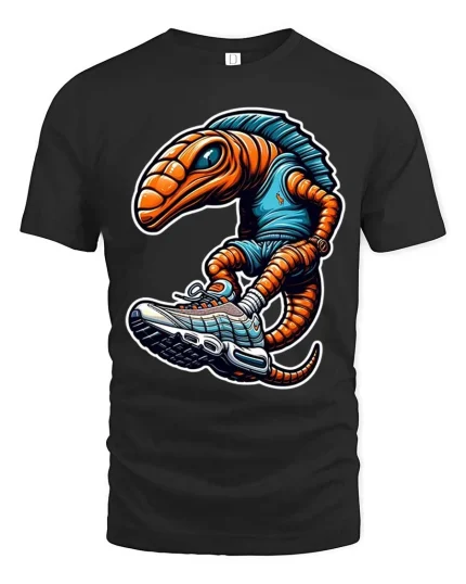 Funny Alien Sneakerhead Graphic T Shirt Cool Space Creature Tee - black t-shirt on white background