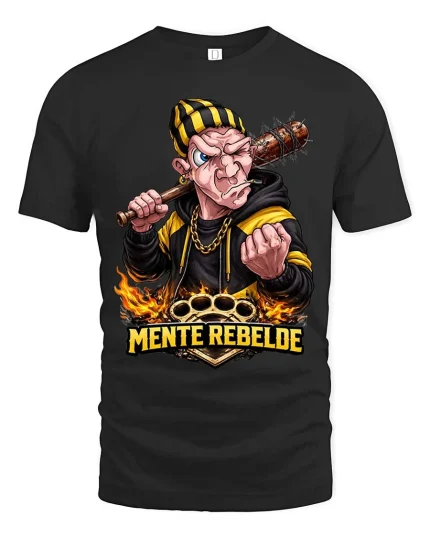Mente Rebelde Street Fighter Graphic T Shirt Urban Attitude Tee - black t-shirt on white background