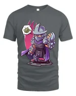 Funny Ninja Turtle Parody Graphic T Shirt Cartoon Villain Tee - gray t-shirt on white background