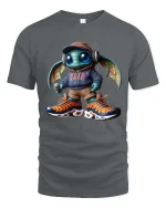 Funny Alien Rapper Graphic T Shirt Street Music Creature Tee - gray t-shirt on white background