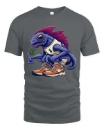 Funny Iguana Sneakerhead Graphic T Shirt Cool Lizard Street Tee - gray t-shirt on white background