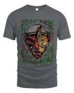 Split Personality Bunny Demon Graphic T Shirt Dark Humor Tee - gray t-shirt on white background