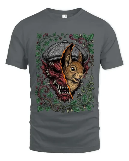 Split Personality Bunny Demon Graphic T Shirt Dark Humor Tee - gray t-shirt on white background