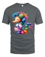 Cute Yarn Seahorse Knitting Lover Colorful Graphic T Shirt - gray t-shirt on white background