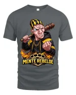 Mente Rebelde Street Fighter Graphic T Shirt Urban Attitude Tee - gray t-shirt on white background