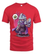 Funny Ninja Turtle Parody Graphic T Shirt Cartoon Villain Tee - red t-shirt on white background