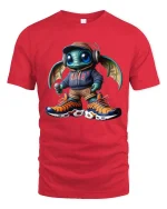 Funny Alien Rapper Graphic T Shirt Street Music Creature Tee - red t-shirt on white background