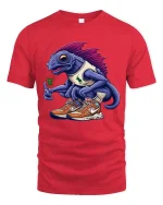Funny Iguana Sneakerhead Graphic T Shirt Cool Lizard Street Tee - red t-shirt on white background