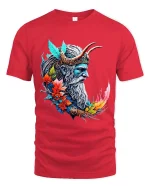 Mysterious Raven Book Pages Graphic T Shirt Dark Literary Tee - red t-shirt on white background