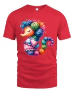 Cute Yarn Seahorse Knitting Lover Colorful Graphic T Shirt - red t-shirt on white background